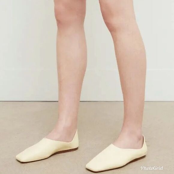 REVOLVE Mansur Gavriel Square Toe Leather Loafers - Crema - Picture 14 of 14